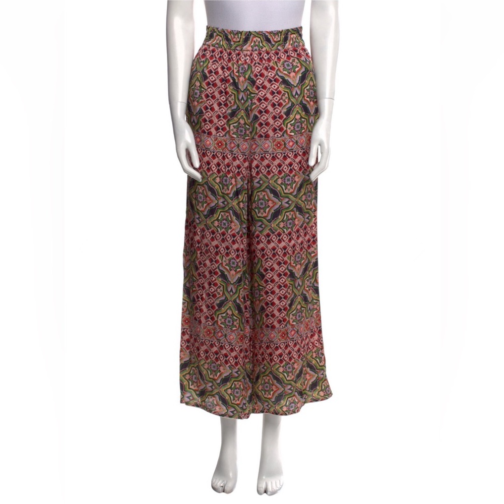 Chufy Vibrant Patterned Maxi Skirt - Red and Green